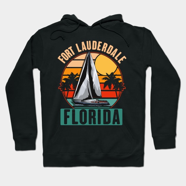 Fort Lauderdale Florida Sail Sailing Boat Hoodie by KAWAIITEE